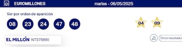 Euromillones: comprobar los resultados del sorteo de hoy, martes 6 de mayo