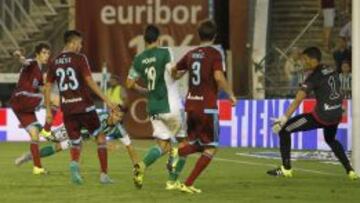 Rubén, en el momento del gol a la Real.