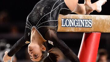 Ana P&eacute;rez compite durante la fase de clasificaci&oacute;n de los Mundiales de Gimnasia Art&iacute;stica que se celebran en el Olympic Stadium de Montreal, Canad&aacute;.