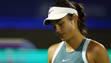 Tennis - Dubai Championships - Dubai Tennis Stadium, Dubai, United Arab Emirates - February 16, 2025 Britain's Emma Raducanu during her round of 64 match against Greece's Maria Sakkari REUTERS/Amr Alfiky