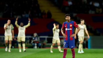 Soccer Football - LaLiga - FC Barcelona v Granada - Estadi Olimpic Lluis Companys, Barcelona, Spain - February 11, 2024 FC Barcelona's Lamine Yamal looks dejected after Granada's Ignasi Miquel scores their third goal REUTERS/Albert Gea