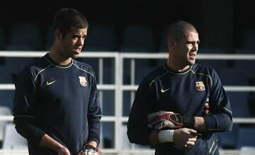 Miño, en su época en el Barça con Valdés.