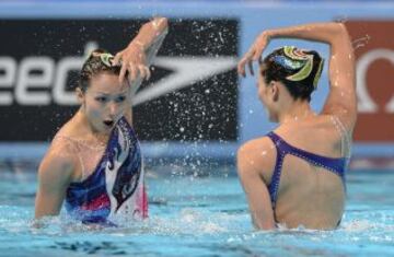 Las nadadoras chinas, Jiang Tingting y Jiang Wenwen.