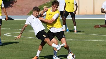ENTRENAMIENTO DEL ALMERIA-
ALEJANDRO POZO ( izq) y Svidersky