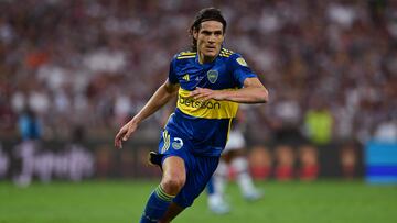 Boca Juniors' Uruguayan forward Edinson Cavani runs during the Copa Libertadores final football match between Brazil's Fluminense and Argentina's Boca Juniors at Maracana Stadium in Rio de Janeiro, Brazil, on November 4, 2023. (Photo by Pablo PORCIUNCULA / AFP)