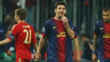 Leo Messi en el partido ante el Bayern.