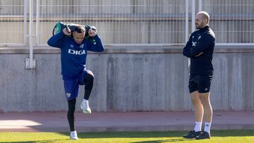 Álvaro García, durante el entrenamiento del jueves.