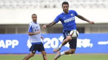mauro Icardi, en un entrenamiento con el Inter.