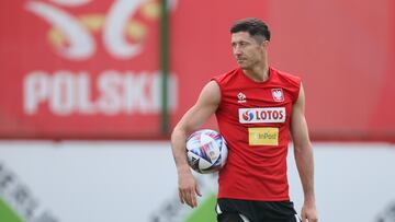 Robert Lewandowski durante un entrenamiento con la selección polaca.