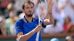 El tenista ruso Daniil Medvedev celebra su victoria ante Grigor Dimitrov en el Masters 1.000 de Indian Wells.