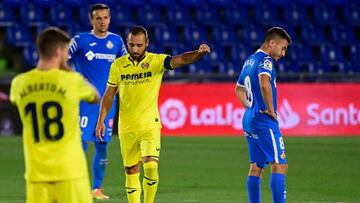 Villarreal&#039;s Spanish midfielder Santi Cazorla celebrates his second goal during the Spanish League football match between Getafe and Villarreal at the Coliseum Alfonso Perez stadium in Getafe near Madrid on July 8, 2020. (Photo by JAVIER SORIANO / AF
