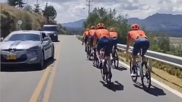 Egan Bernal casi es atropellado por este imprudente conductor