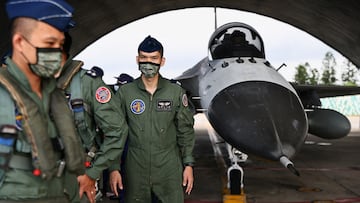 Pilots leave after an event at an Air Force base in Penghu Islands, Taiwan, August 30, 2022. REUTERS/Ann Wang