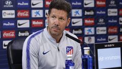 Simeone, entrenador del Atl&eacute;tico de Madrid, en la rueda prensa previa al partido con el Girona.
 