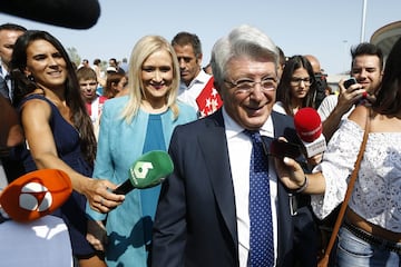 Atlético de Madrid president Enrique Cerezo took questions from the media at the presentation of the Estadio Metropolitano Metro station on Thursday.