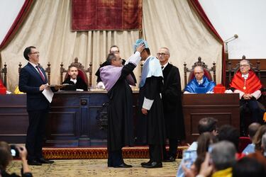 Rafa Nadal durante la ceremonia de su investidura como doctor ‘honoris causa’ por la Universidad de Salamanca. El tenista ha sido distinguido por su “resiliencia, humildad, disciplina, esfuerzo y trabajo en equipo”.