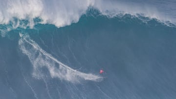 NAZARE, PORTUGAL - FEBRUARY 10: Lucas Chianca of Brazil surfs in Heat 1 of Round 1 at the TUDOR Nazaré Tow Surfing Challenge presented by Jogos Santa Casa on February 10, 2022 in Nazare, Portugal. (Photo by Laurent Masurel/World Surf League)