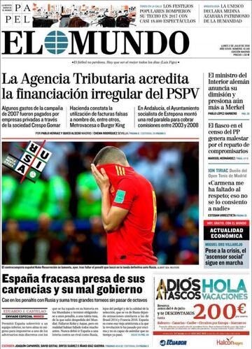 Las portadas de la prensa tras la eliminación de España