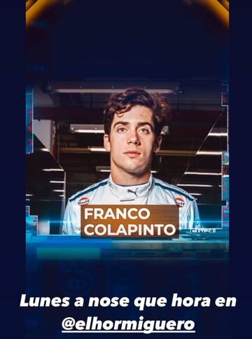 Franco Colapinto y la promoción viral de su entrevista en El Hormiguero.