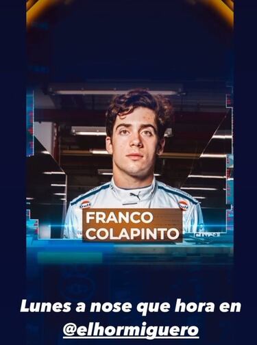 Franco Colapinto y la promoción viral de su entrevista en ‘El Hormiguero’: “El lunes, no sé a qué hora”