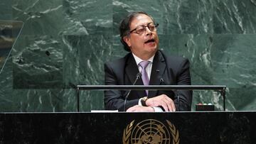 Colombia's President Gustavo Petro addresses the 78th Session of the U.N. General Assembly in New York City, U.S., September 19, 2023.  REUTERS/Mike Segar