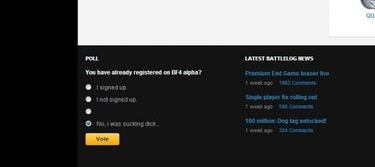 Battlelog hackeado para introducir opciones obscenas en una encuesta sobre Battlefield 4
