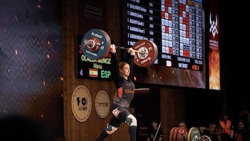 María Olalla en los Mundiales de Halterofilia de Noruega.