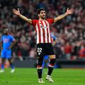 Athletic Bilbao's Spanish midfielder Raul Garcia celebrates after scoring his team's first goal during the Spanish Copa del Rey (King's Cup) semi-final football match between Athletic Club Bilbao and Valencia CF at the San Mames stadium in Bilbao on February 10, 2022. (Photo by ANDER GILLENEA / AFP)