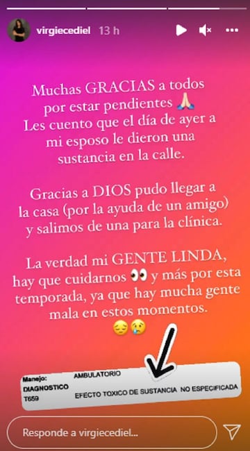 Historia de Virginia Cediel sobre el estado de su esposo