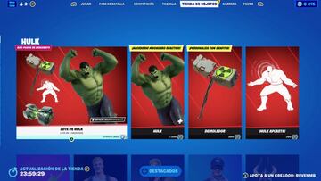 Hulk y sus objetos llegaron por primera vez a la tienda de Fortnite el 09/12/2022