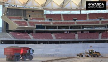 Obras en el Wanda Metropolitano: la cubierta ya est¨¢ terminada