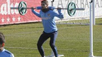 Gabi, en un entrenamiento del Atlético.