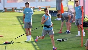 Koke, en una sesi¨®n del Atl¨¦tico. Koke: ¡°?Vinicius? No hablo. Luego ponen cosas en mi boca que no son¡±