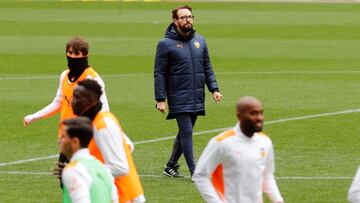 Bordalás, en el entrenamiento previo al partido contra el Elche.