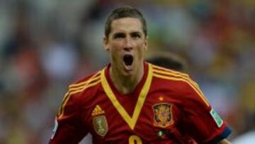 Fernando Torres celebrando un gol ante Nigeria en la Copa Confederaciones.