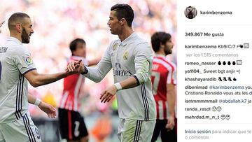 Benzema presume de conexión con Cristiano en Instagram