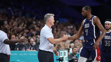 The Americans, led by a near-perfect performance from the returning Kevin Durant dominated Nikola Jokic and Co. to notch their first win in Paris.