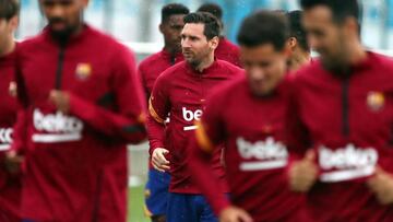 Messi, ayer en el entrenamiento del Barça.