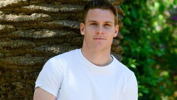 Valencia's French forward Kevin Gameiro poses during an interview in Valencia on April 28, 2019. - Gameiro has knocked Arsenal out of one Europa League semi-final and now he wants to do it again. (Photo by JOSE JORDAN / AFP)