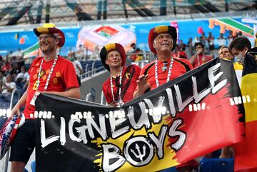 Aficionados de la selección de Bélgica.