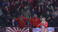 La afici&oacute;n del Atl&eacute;tico de Madrid, celebrando un gol de Fernando Torres en el Wanda Metropolitano.