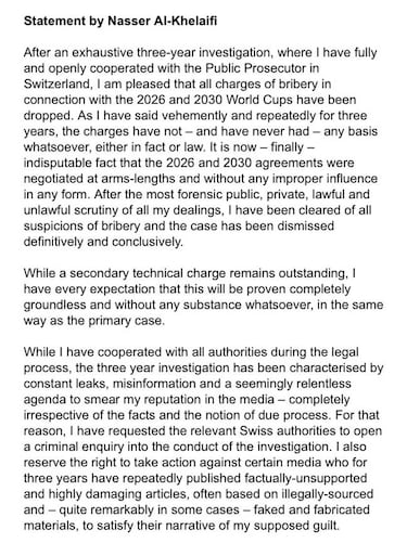 PSG president responds to criminal charge in Switzerland