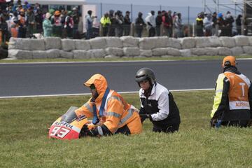 La moto de Marc Márquez tras su 24ª caída. 