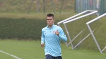 Bustinza, en un entrenamiento con el Athletic.