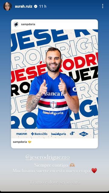 El emotivo mensaje de Aurah a Jesé tras su fichaje por la Sampdoria: “Donde estés tú, estaré”