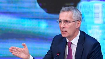 NATO Secretary General Jens Stoltenberg gestures as he speaks during NATO Parliamentary Assembly annual session held in Madrid on November 21, 2022. (Photo by OSCAR DEL POZO / AFP) (Photo by OSCAR DEL POZO/AFP via Getty Images)