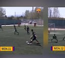 Un alevín del Barça marca dos goles idénticos consecutivamente