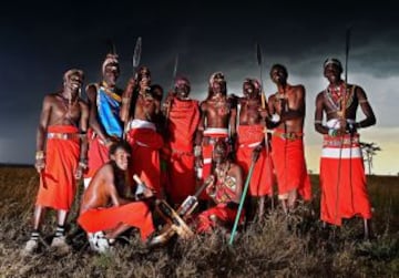 Partido de criquet entre los guerreros masai de criquet y los embajadores de criquet de la india durante un partido de criquet Twenty20 en Ol Pejeta Conservancy en el Parque Nacional de Laikipia