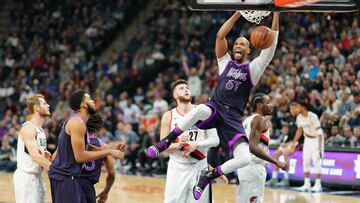 MINNEAPOLIS, MINNESOTA - NOVEMBER 16: Taj Gibson #67 of the Minnesota Timberwolves dunks the ball against the Portland Trail Blazers during the second half of the game at Target Center on November 16, 2018 in Minneapolis, Minnesota. The Minnesota Timberwolves are debuting their City Jerseys honoring the late artist Prince. The Timberwolves defeated the Trail Blazers 112-96. NOTE TO USER: User expressly acknowledges and agrees that, by downloading and or using this photograph, User is consenting to the terms and conditions of the Getty Images License Agreement. Hannah Foslien/Getty Images/AFP
== FOR NEWSPAPERS, INTERNET, TELCOS & TELEVISION USE ONLY ==