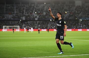 ABU DHABI, UNITED ARAB EMIRATES - DECEMBER 16: Franco Jara of CF Pachuca celebrates after scoring his sides second goal during the FIFA Club World Cup UAE 2017 third place play off match between Al Jazira and CF Pachuca at the Zayed Sports City Stadium on December 16, 2017 in Abu Dhabi, United Arab Emirates. (Photo by Francois Nel/Getty Images)